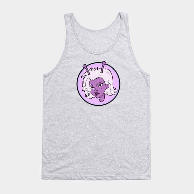 Pink Alien Babe | UFO Retro Pinup Design Tank Top by pawsitronic